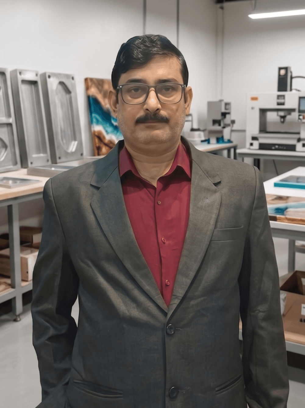 Founder of Fauji Resin in the workshop