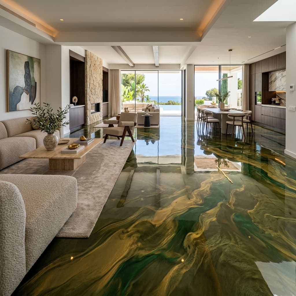 Metallic finish floor sample